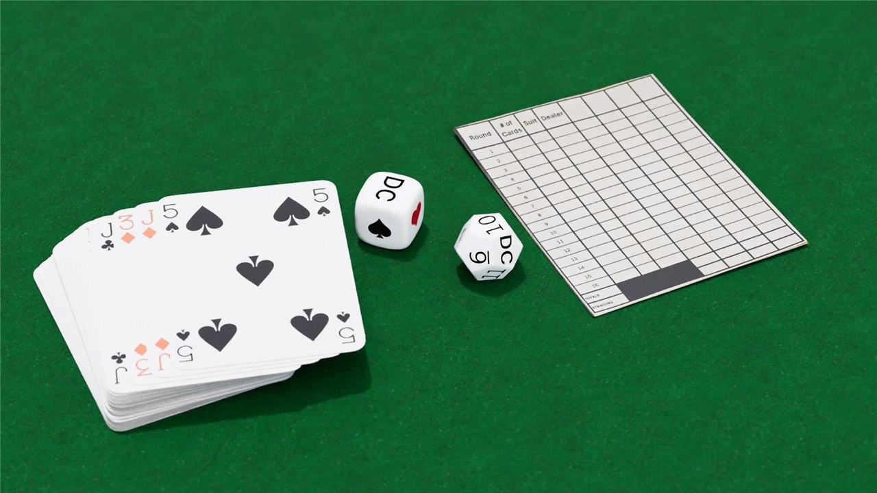 Roll and Deal twelve-sided and six-sided dice