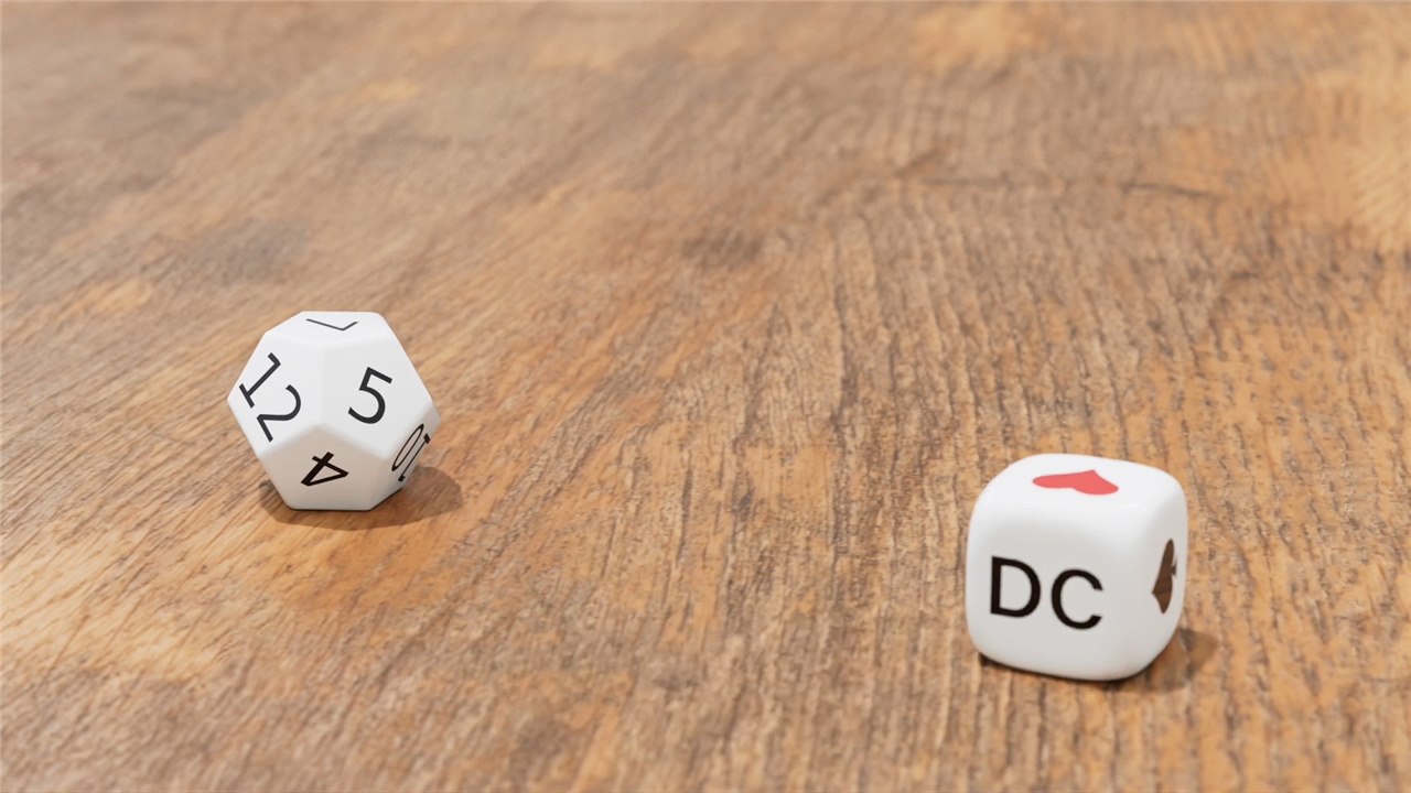 Friends playing Roll and Deal around a table